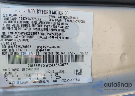 2004 Mercury Grand Marquis Ls from USA, damaged, VIN 2MEFM75W24X663077